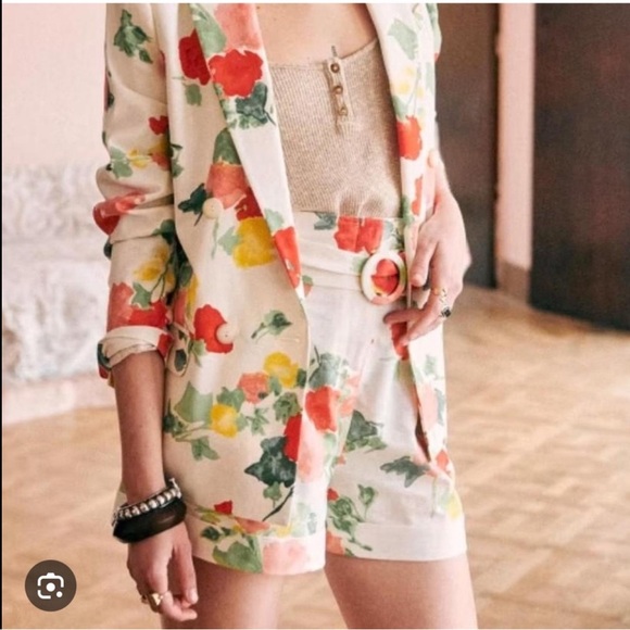 Sezane Pants - Sesame Romeo shorts in floral print linen blend size 34 new with tags